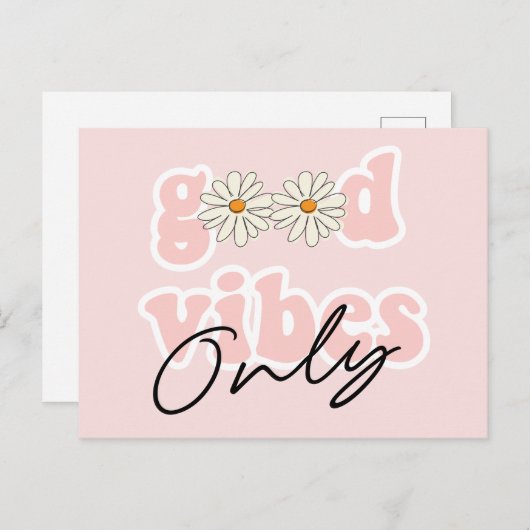 Good Vibes only 70's Hippie Slogan Briefkaart (Voorkant / Achterkant)