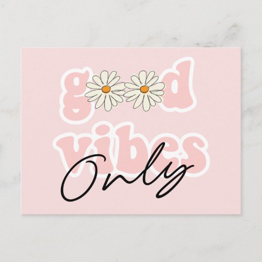 Good Vibes only 70's Hippie Slogan Briefkaart (Voorkant)