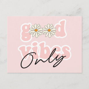 Good Vibes only 70's Hippie Slogan Briefkaart