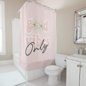 Good Vibes only 70's Hippie Slogan Douchegordijn (In situ)