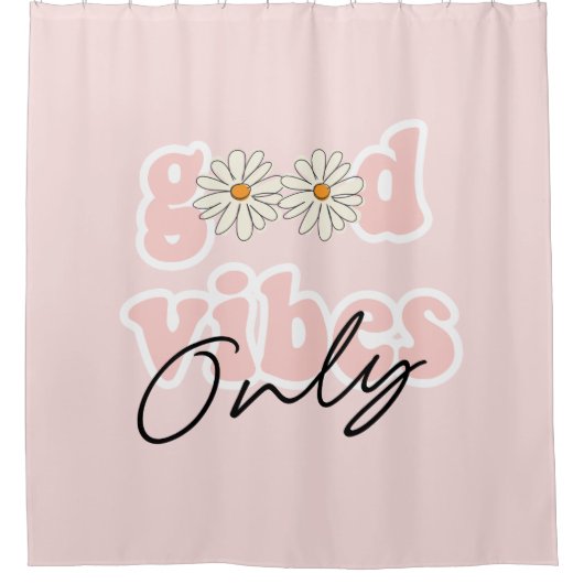 Good Vibes only 70's Hippie Slogan Douchegordijn (Voorkant)