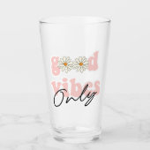 Good Vibes only 70's Hippie Slogan Glas (Voorkant)