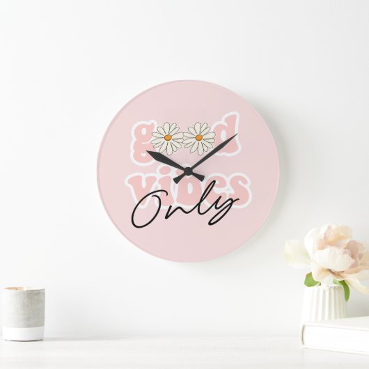 Good Vibes only 70's Hippie Slogan Grote Klok (Huis)