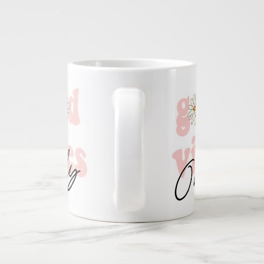 Good Vibes only 70's Hippie Slogan Grote Koffiekop (Achterkant)