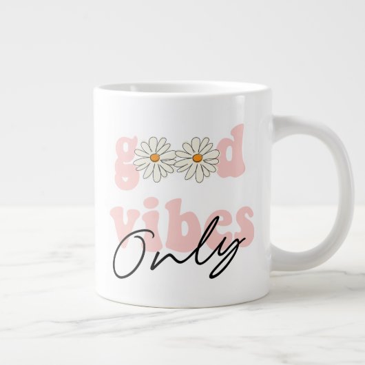 Good Vibes only 70's Hippie Slogan Grote Koffiekop (Rechts)