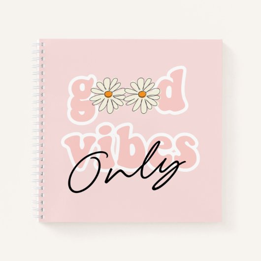 Good Vibes only 70's Hippie Slogan Notitieboek (Voorkant)