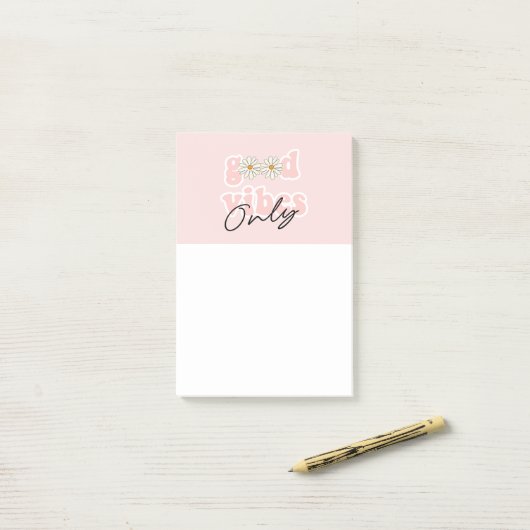 Good Vibes only 70's Hippie Slogan Post-it® Notes (Op bureau)