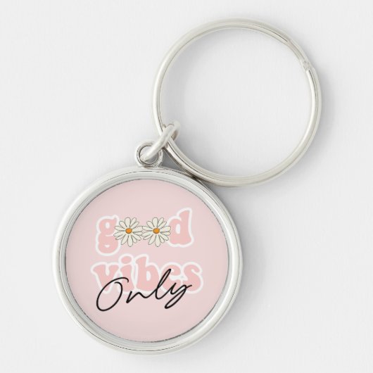 Good Vibes only 70's Hippie Slogan Sleutelhanger (Voorkant)