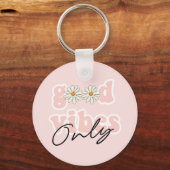 Good Vibes only 70's Hippie Slogan Sleutelhanger (Voorkant)