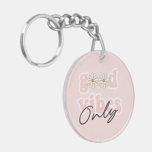Good Vibes only 70's Hippie Slogan Sleutelhanger (Voorkant Links)