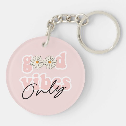 Good Vibes only 70's Hippie Slogan Sleutelhanger (Achterkant)
