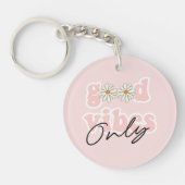 Good Vibes only 70's Hippie Slogan Sleutelhanger (Voorkant)