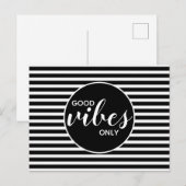 Good Vibes Only Black & White Typography Quote Briefkaart (Voorkant / Achterkant)