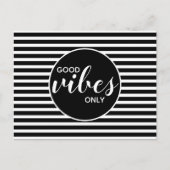 Good Vibes Only Black & White Typography Quote Briefkaart (Voorkant)