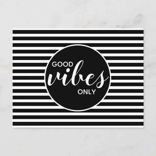 Good Vibes Only Black & White Typography Quote Briefkaart (Voorkant)