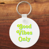 Good Vibes Only chartreuse green blue quote modern Sleutelhanger (Voorkant)