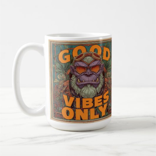 Good Vibes Only Coffee Mug – Bold Gorilla Design Koffiemok (Links)