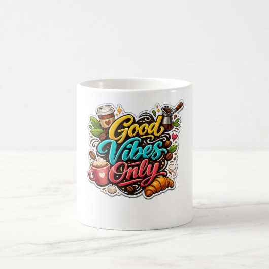 Good Vibes Only Coffee Sticker Koffiemok (Center)