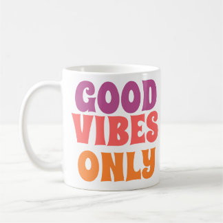 Good Vibes Only – Colorful Text on Cute White Mug  Koffiemok