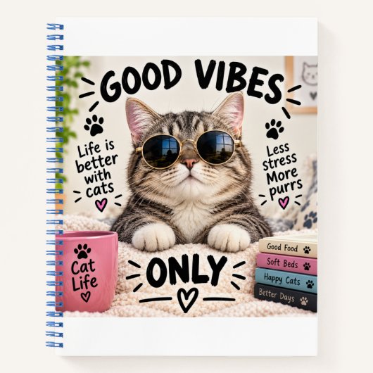 Good Vibes Only Cute Cat Notebook Notitieboek (Voorkant)