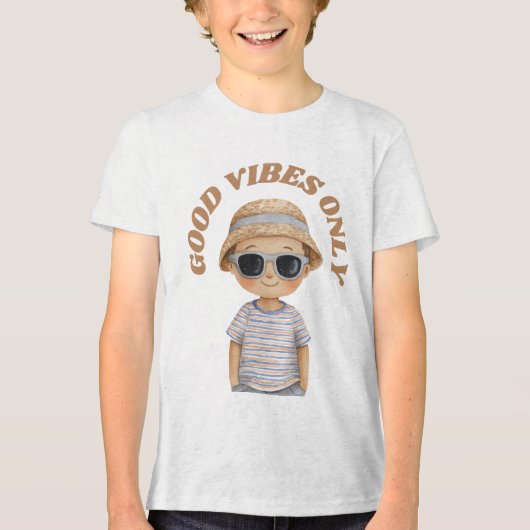 Good Vibes Only – Cute Positive Illustration Tri-Blend Shirt (Voorkant)