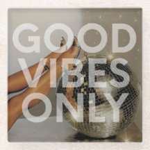 'Good Vibes Only' Disco Girl Heels Glass Onderzett