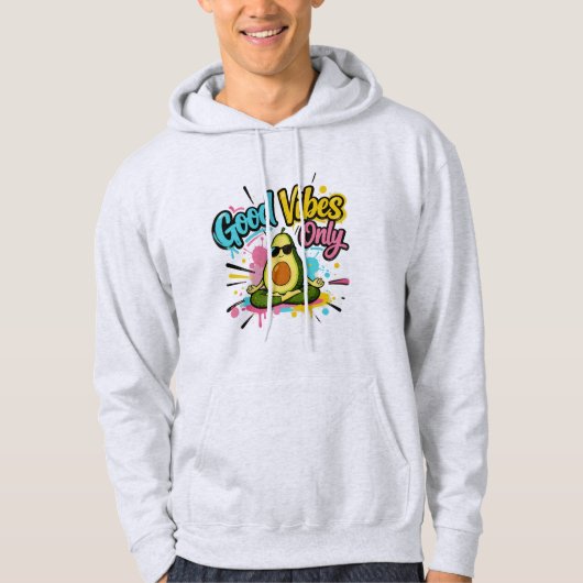 Good Vibes Only Meditating Avocado Hoodie -T-Shirt (Voorkant)