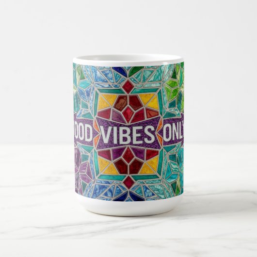 Good Vibes Only modern mosaic pattern ceramic mug Magische Mok (Midden)