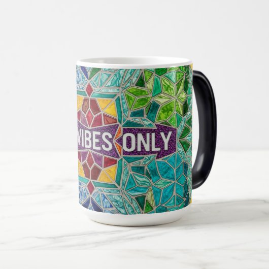 Good Vibes Only modern mosaic pattern ceramic mug Magische Mok (Voorkant rechts)