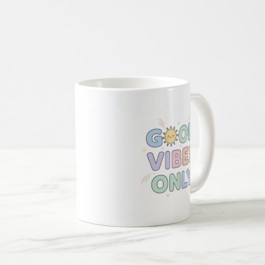 Good Vibes Only Mok – Schattige pastel zonneschijn (Voorkant rechts)