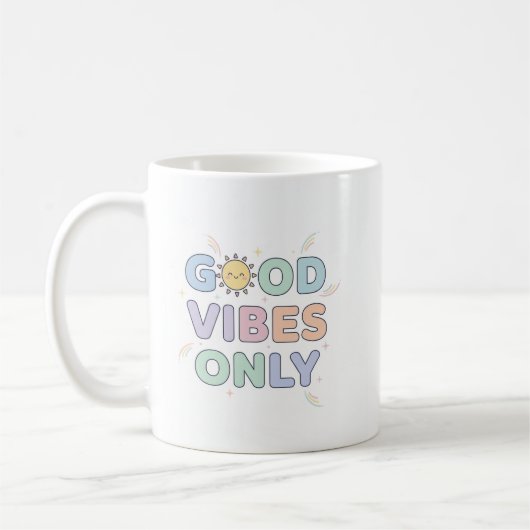 Good Vibes Only Mok – Schattige pastel zonneschijn (Links)