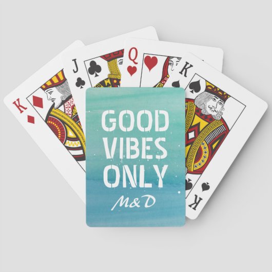 Good Vibes Only monogrammen speelkaarten (Achterkant)