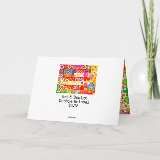 Good Vibes Only Peace Sign en Daisies Hippie Kaart (Achterkant)