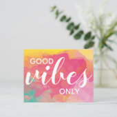 Good Vibes Only Positivity Affirmatie Waterverf Briefkaart (Staand voorkant)