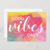 Good Vibes Only Positivity Affirmatie Waterverf Briefkaart (Voorkant / Achterkant)