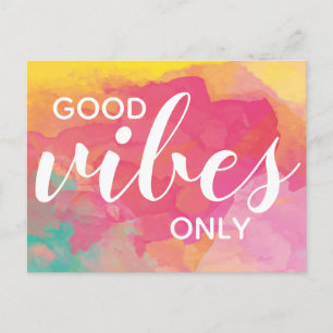 Good Vibes Only Positivity Affirmatie Waterverf Briefkaart