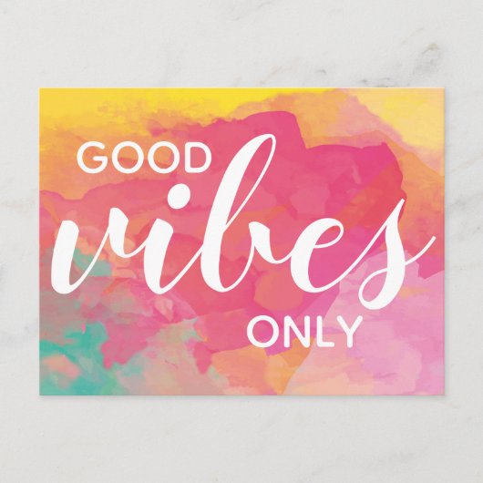 Good Vibes Only Positivity Affirmatie Waterverf Briefkaart (Voorkant)