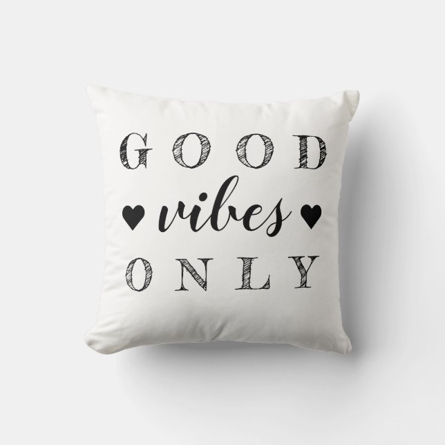 Good Vibes only Quote Black White Omkeerbaar Kussen (Voorkant)