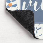 Good Vibes only Quote Floral Pattern Blue Oranje Muismat (Hoek)