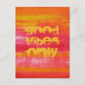 "Good Vibes Only" Quote Roze Rood Geel Abstract Briefkaart (Voorkant)