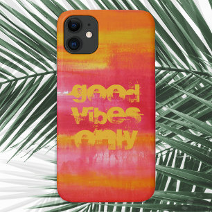 "Good Vibes Only" Quote Roze Rood Geel Abstract Case-Mate iPhone Case