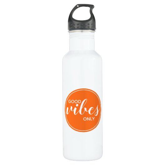 Good Vibes only Quote Typography Oranje Waterfles (Voorkant)