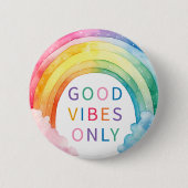 Good Vibes Only Rainbow Waterverf Button (Voorkant)