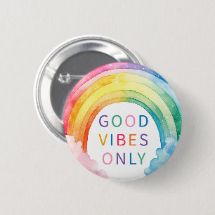 Good Vibes Only Rainbow Waterverf Button