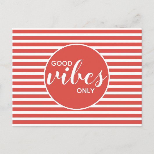 Good Vibes Only Red & White Typography Quote Aankondigingskaart (Voorkant)