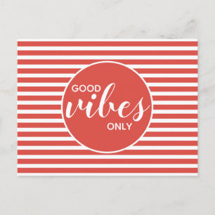 Good Vibes Only Red & White Typography Quote Briefkaart