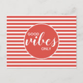 Good Vibes Only Red & White Typography Quote Briefkaart (Voorkant)