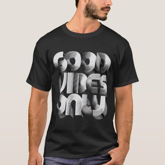 Good Vibes Only – Retro 3D Line Typography T-shirt (Voorkant)