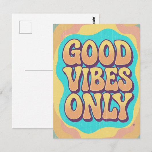 Good vibes only retro groovy style briefkaart (Voorkant / Achterkant)