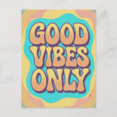 Good vibes only retro groovy style briefkaart (Voorkant)